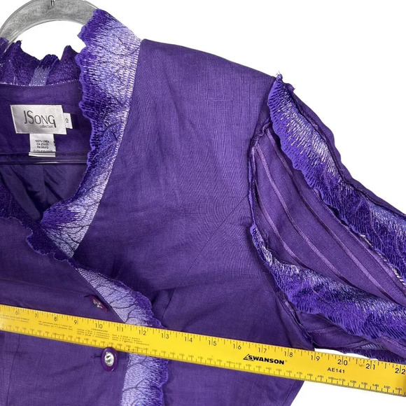 JSong Womens 12 Purple Linen Jacket/Top Skirt Set Angel Wings Design Fairy Goth - Picture 9 of 16